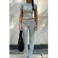 thumbnail image 6 of Summer Casual Workout Two Piece Outfits for Women High Waist Foldover Flare Pants Tracksuit Sets Streetwear, 6 of 6