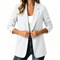 thumbnail image 3 of YGJTJYD Women's Open Front Blazer Jacket Lapel Collar Rolled Sleeve with Pockets Casual Work Office Business Coat, 3 of 6