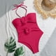 thumbnail image 5 of Trajes de baño de una pieza para mujer, bikini de moda de color liso con cordón y tirantes de rosas huecas, traje de baño para mujer, trajes de baño para mujer, moda de playa para mujer, 5 of 9