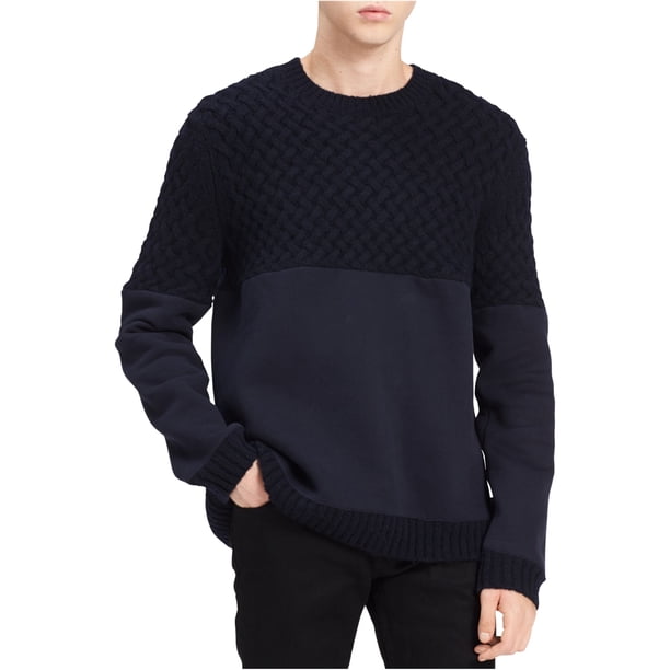 Calvin Klein suéter de medios mixtos para hombre, azul, grande Calvin Klein Pull-over