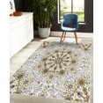 thumbnail image 4 of Ethnic Decorative Rug, Vintage Abstract Flower Swirls Leaves Doily Style Pastel Illustration, Quality Carpet for Bedroom Dorm and Living Room, 6 Sizes, Khaki Cream, by Ambesonne, 4 of 4