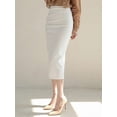 thumbnail image 4 of White Fitted Pencil Skirt, Bodycon Midi Length, Office Elegant Wear, 4 of 8