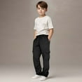 thumbnail image 4 of ZOYOEN Boys Cargo Sweatpants with Pockets- Baggy Casual Drawstring Wide Leg Pants Black Size 8, 4 of 7