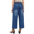 thumbnail image 2 of High Waist Women Elastic Waist Casual Ankle Capris Straight Denim Pants Drawstring Jeans, 2 of 5