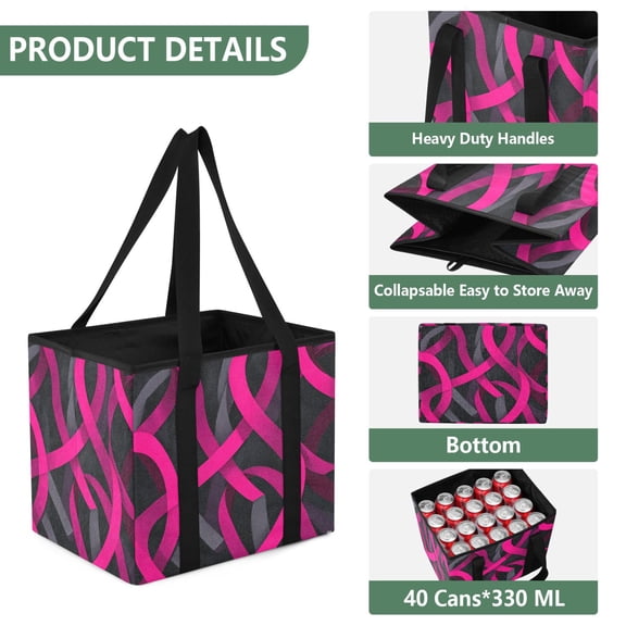Collapsible Car Trunk Organizer with Handles 600D Oxford for Car Kitchen and Home Storage, Neon-colored Ribbon 13× 10.2×10.8inch