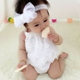 thumbnail image 5 of Hirigin Infant Baby Girl White Lace Dress Cotton Sleeveless Jumpsuit, 5 of 5