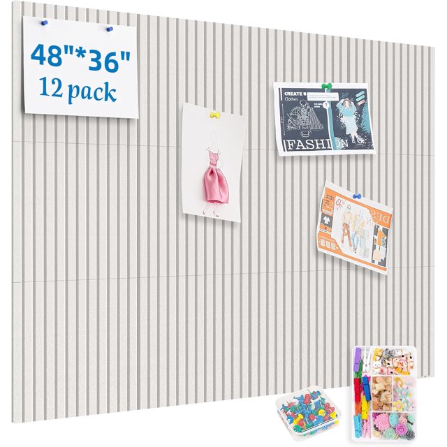 Large Cork Board for Walls ; x ; Felt Bulletin Board Wall Tiles for Home Kitchen School Office Wall Decor with Assorted Colors DIY Decorative Push Pins Sets