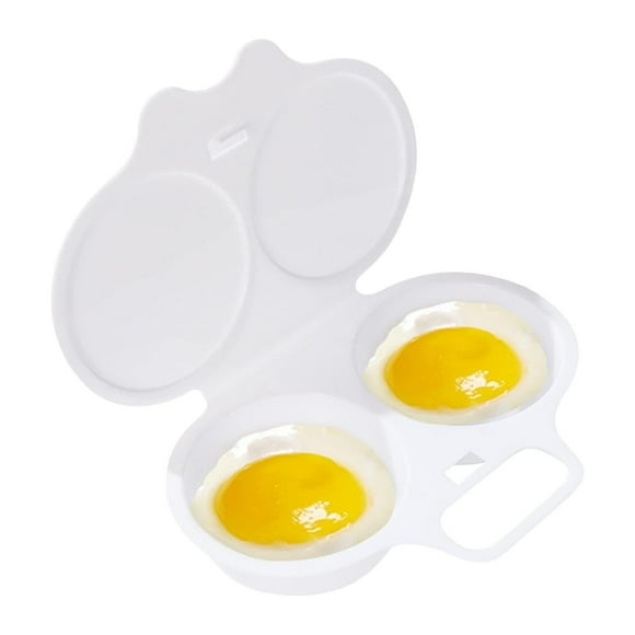 Riforla Egg Poacher Microwave Egg Boiler Poacher Microwave Egg Poacher 2 Cavity Nonstick Poached Egg Maker with Lid Egg Poacher Microwave Egg Cooker Double Drain Poached Egg Cups 5*1 White