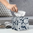 thumbnail image 6 of Lsque Hawaiian Style Printed Tissue Box Cover Holder, Facial Paper Organizer Dispenser,Square with Bottom Belt, PVC Leather Decorative Organizer, 6 of 8