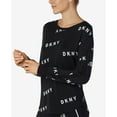 thumbnail image 2 of DKNY Logo Long-Sleeve Knit Pajama Top, Black Print, Size Small, 2 of 3