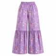 thumbnail image 2 of Guluxicc Women's Floral Palazzo Pants Elastic Waist Ruffle Hem Boho Wide Leg Casual Trousers for Everyday Summer Fall, 2 of 7