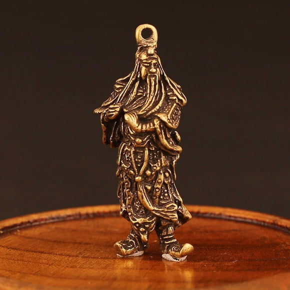 Statue Rétro en Cuivre Chinois Dieu de la Richesse Guan Gong Décoration de Bureau