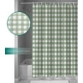 thumbnail image 4 of QueenKer Shower Curtain Sage Green Buffalo Plaid Waterproof Fabric Shower Curtain Set with 12 Hooks, Bathroom Curtains for Farmhouse Home Hotel Holiday Decor, 66" W x 72" L, 4 of 9