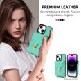thumbnail image 4 of Allytech Wallet Case for iPhone 14, [Large Capacity] Wallet Case with Card Slots & Zipper Pocket, Premium PU Leather Metal Snap Kickstand Shockproof Case with Shoulder Strap, Mint, 4 of 9