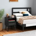 thumbnail image 6 of Rattan Nightstand, Boho Side Table with Drawer Open Shelf, Cane Accent Bedside End Table with Solid Wood Legs for Bedroom, Dorm and Small Spaces, 6 of 9