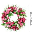 thumbnail image 3 of 15.75 Inch Tulip Wreath for Front Door, Artificial Pink Flower Wreath with Green Leaves, for Spring, Summer, Wedding, and Easter Decor, 3 of 7
