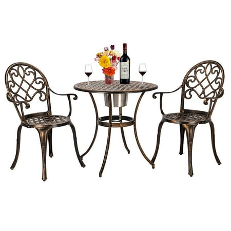 Bistro Design - Zimtown 3 Piece Patio Outdoor Patio Furniture Tulip Design Setting Cast Bistro Set