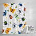 thumbnail image 4 of Insects Shower Curtain, 48" x 72", Colorful Butterfly Dragonfly Ladybird Bee Spiders Watercolor Waterproof Bathroom Curtain Washable Shower Curtain Set with 12 Hooks, 4 of 8