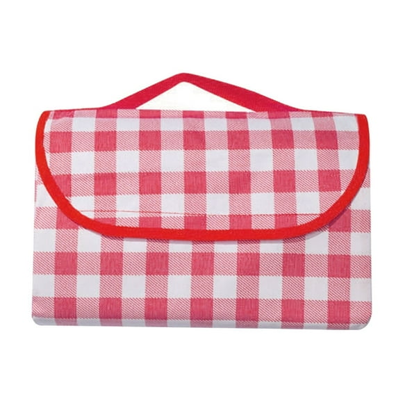 TopLLC Outdoor Picnic Blanket, Buffalo Plaid 5-Layer Oxford Cloth Camping Mat with Carry Strap, Waterproof Foldable Thicken Beach Blanket Potable Lightweight Picnic Mat for Travel Hiking(79"x118")