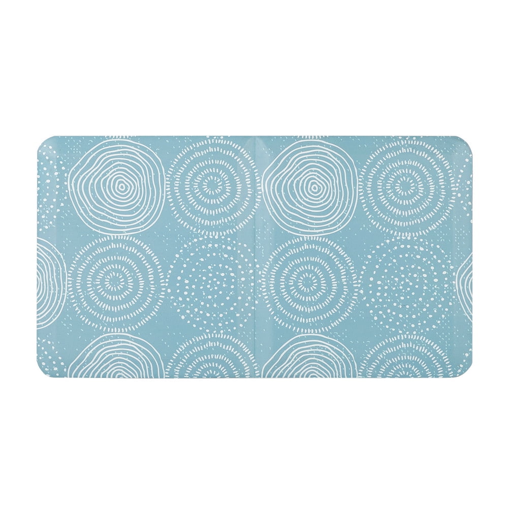 Private Jungle 20 "x 39" x 1.9cm Kitchen Mat Rectangular, Fold in Half, Striped, Cyan
