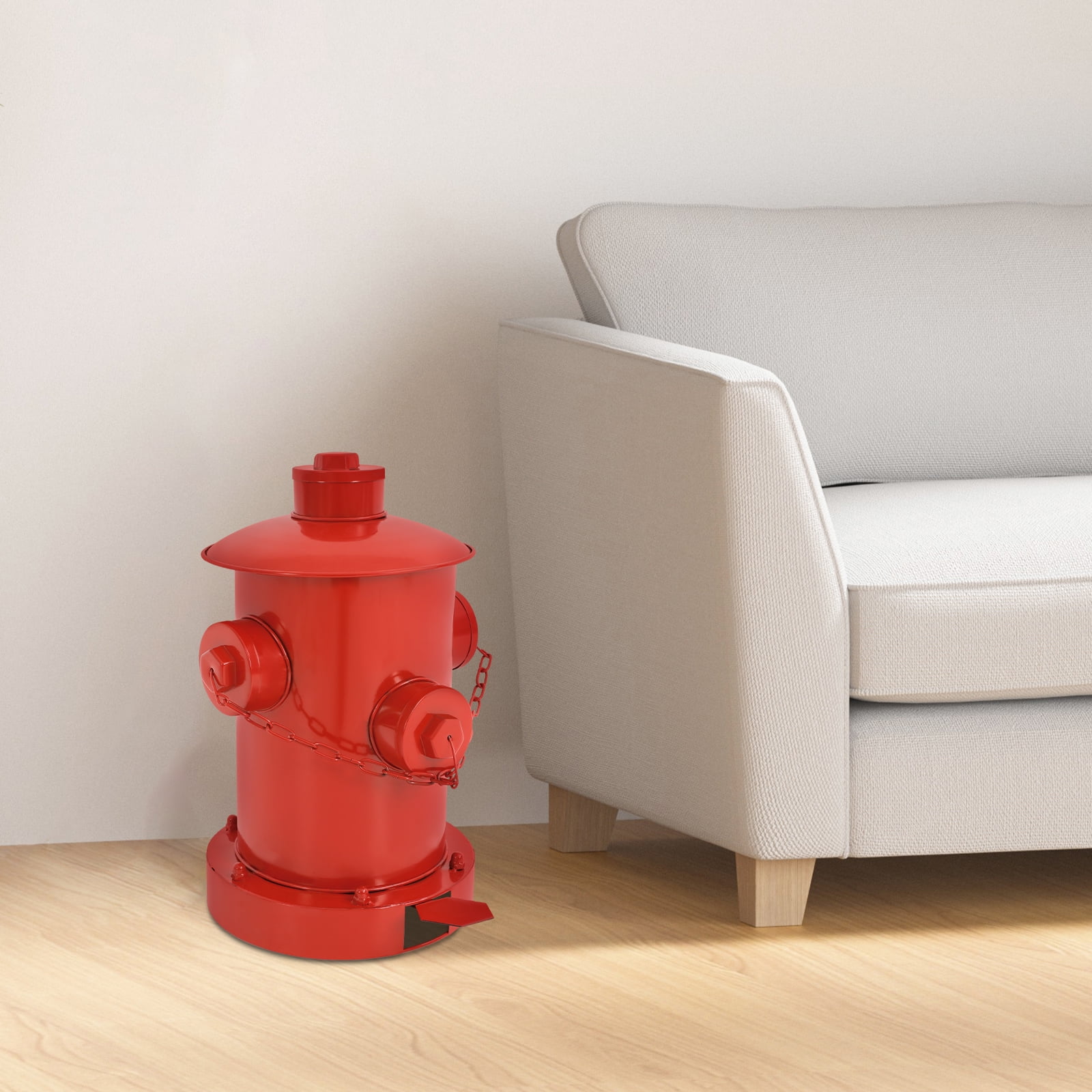 Vintage Fire Hydrant Trash Can - 11.8x15.35 Inch Metal Step-On Bin With Inner Bucket, For Indoor/Outdoor