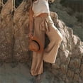 thumbnail image 4 of WTXUE Wide Leg Pants, Bell Bottoms Women Summer High Waisted Cotton Flare Palazzo Pants Beach Pant Long Trousers, Womens Trousers Slacks Slacks, Khaki, 4 of 8