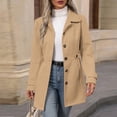 thumbnail image 4 of WIZUTIZ Women's Slim Fit Cardigan Jacket Solid Color Long Sleeve Thick Wool Blend Hoodless, 4 of 9