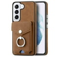 thumbnail image 2 of Wallet Case for Samsung S21 FE, Premium Leather Case with Card Holder, 360°Rotation Ring Kickstand, RFID Blocking Protective Magnetic Back Clsoure Case for Samsung Galaxy S21 FE, Brown, 2 of 13