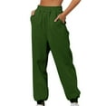 thumbnail image 3 of Green Sweatpants Women's Thin High Waisted Loose Sweatpants Comfortable High Waisted Jogging Pants with Pockets Casual Sweatpants Womens Trousers, 3 of 5