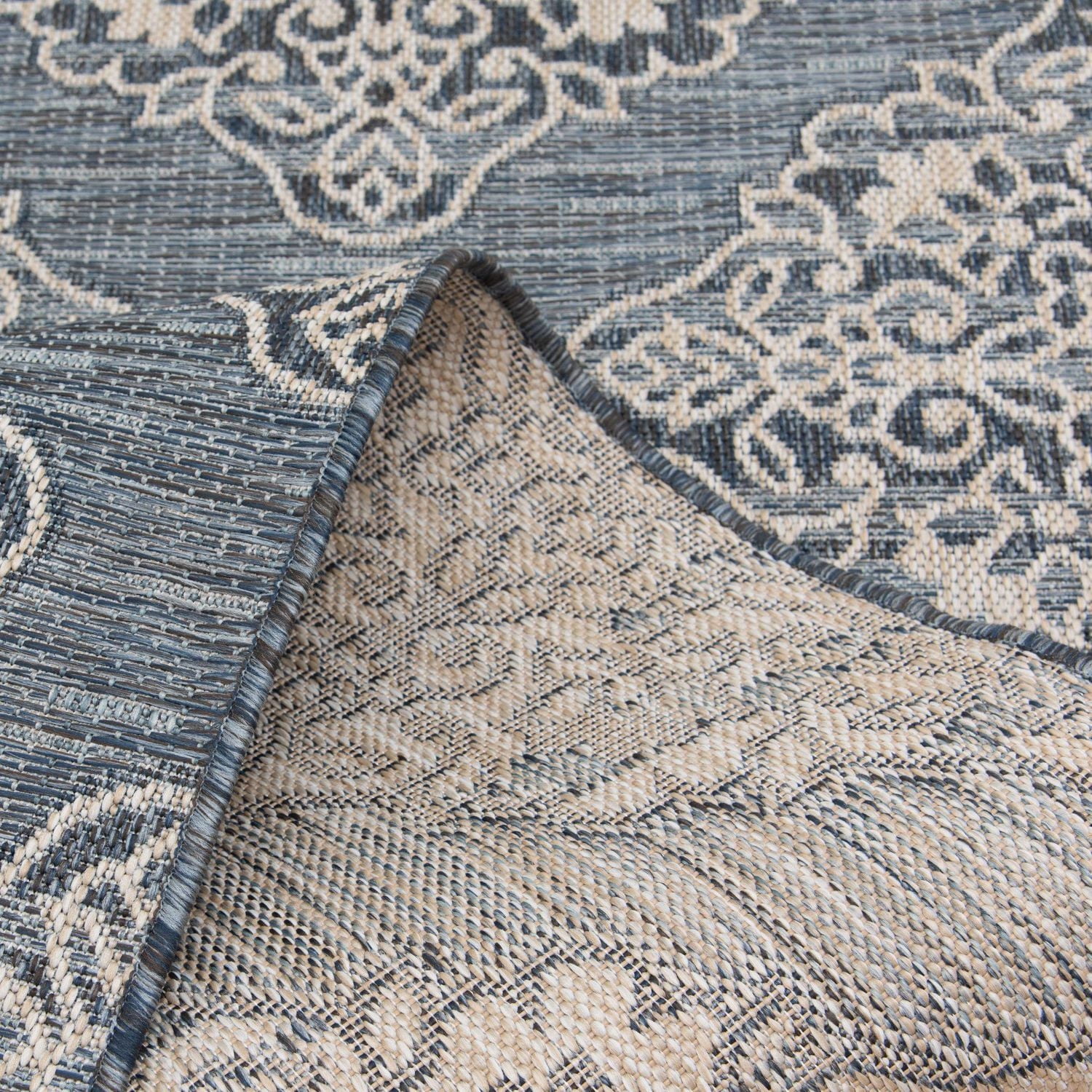 Hayweld Lagoon Blue and White Woven Area Rug