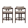 thumbnail image 3 of Corlas 26" Seat Height Medieval Modern Fabric Upholstered Counter Stools with Footrest, Rubber Wood Frame, Espresso+Taupe, Set of 2, 3 of 9