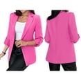 thumbnail image 2 of Womens Long Sleeve Blazer Business Casual Open Front Work Office Suit Jackets Pink M, 2 of 6