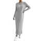 thumbnail image 2 of Vestido Tipo Suéter para Mujer, de Larga, de Punto Acanalado, con Cuello Redondo, Corte Entallado, Informal, para Otoño. Gris S, 2 of 9