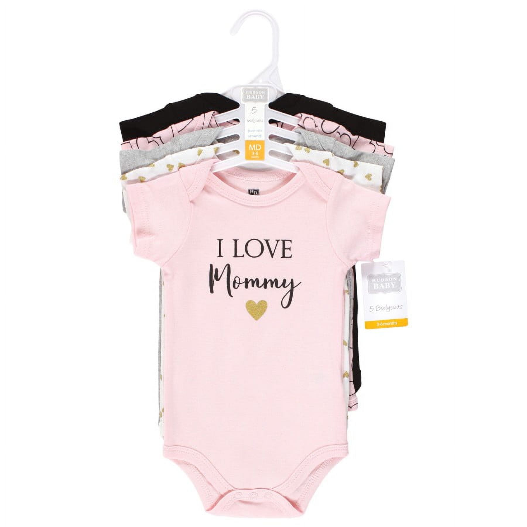 Hudson Baby Short Sleeve Bodysuits, 5-Pack, Newborn- 24 Months