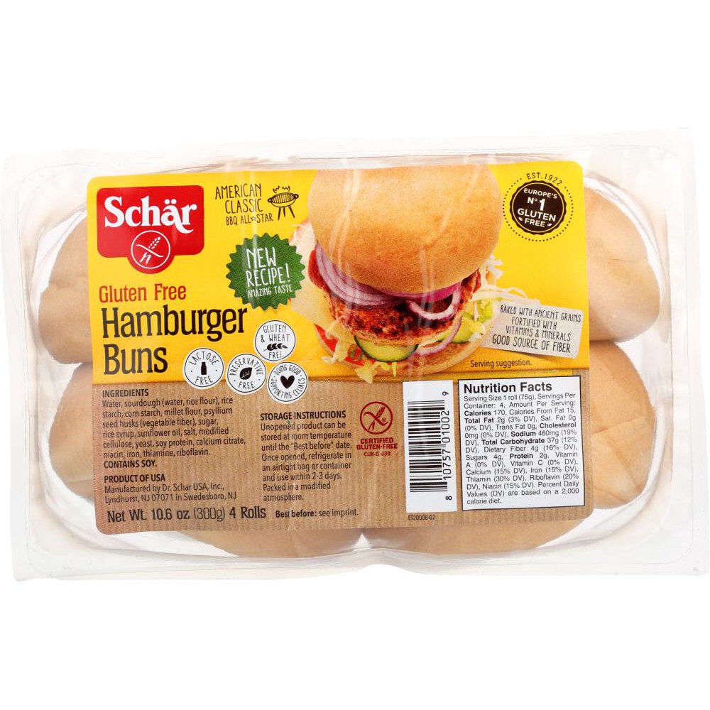 Schar Hamburger Buns, 10.6 Oz (Pack of 6) - Walmart.com - Walmart.com