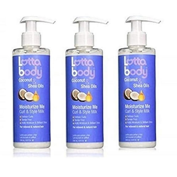 Lotta Body Coconut and Shea Oils Moisturize Me Curl and Style Milk, 8 Ounce (PACK OF 3)