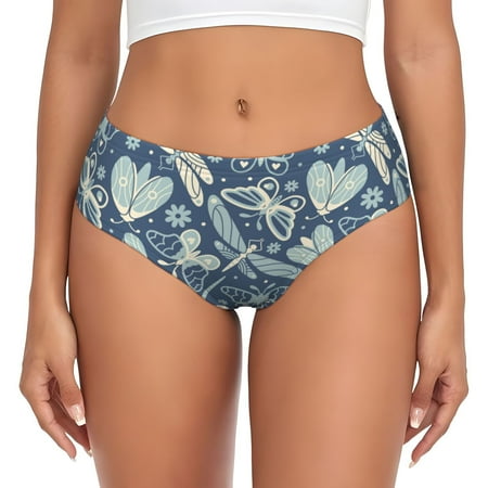 Womens Underwear - Dragonfly Moth Butterfly No Show Seamless Underwear for Women  Kawaii Soft Stretch Women s Panties  Hipster Ladies Panties Bikini Underwear Briefs