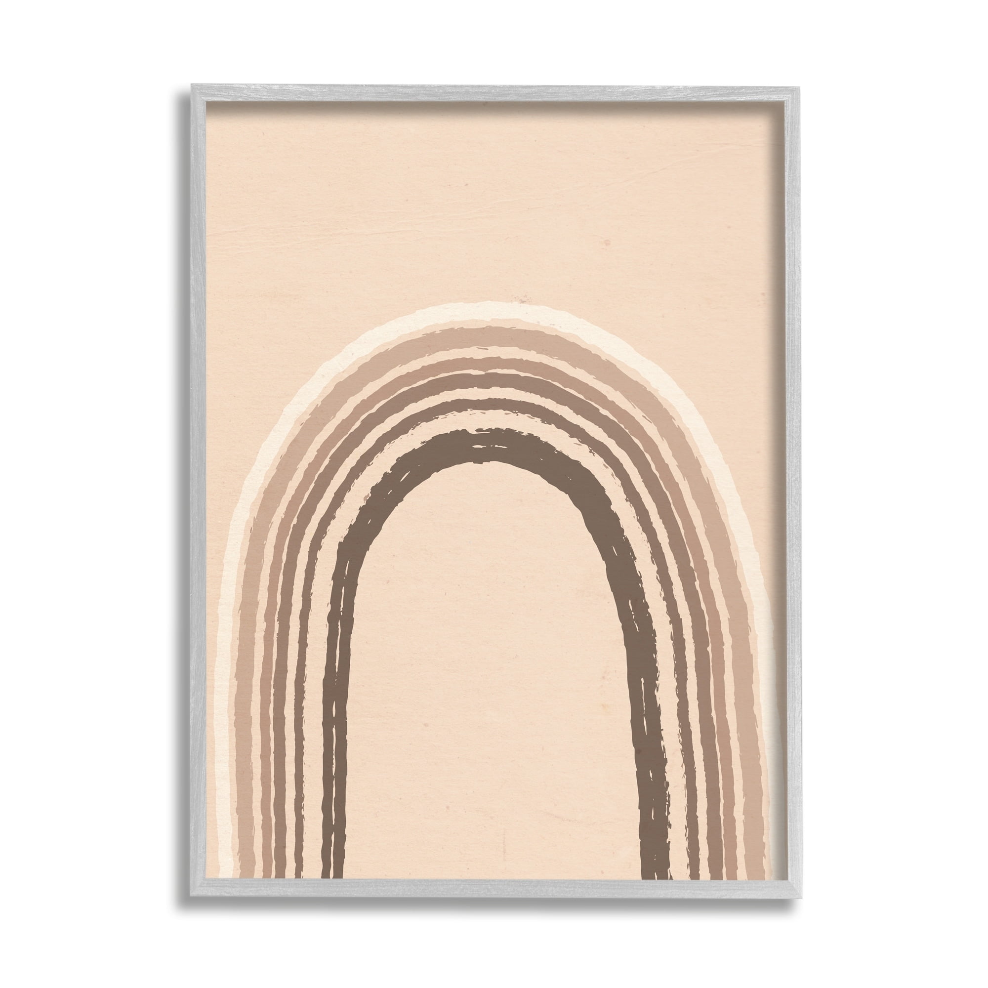 Stupell Industries Boho Rainbow Arched Stripes Neutral Brown Tones Graphic Art Gray Framed Art Print Wall Art, Design by Caroline Alfreds