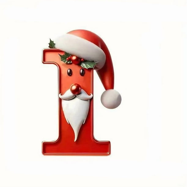 Paquete de 26 adornos navideños con el alfabeto de gorro y barba de Papá Noel para colgar en el árbol.