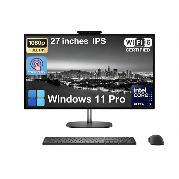 HP OmniStudio 27" inch FHD Touchscreen All-in-One Desktop Computer, Intel Core Ultra 7 355U, 16GB RAM, 512GB SSD, Intel Graphics, Wireless Mouse & Keyboard, Wi-Fi 6, Windows 11 Pro