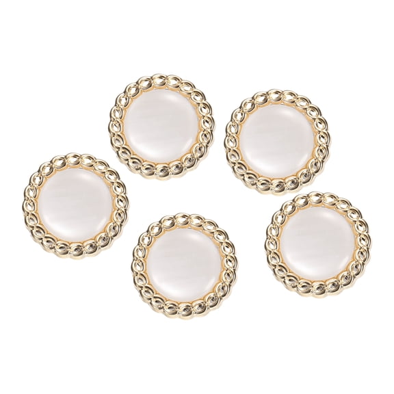 5pcs 40L Gold White Faux Pearl Buttons 25mm 1" Dia 0.43" Thick Plastic Round Sewing Button Replacement Craft Fastener for Coats Clothing DIY Crafts Style E