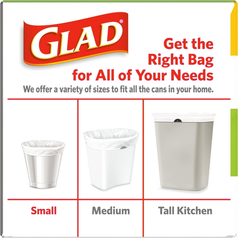 Glad Small Trash Bags, 4 Gallon, 34 Bags (OdorShield, Drawstring