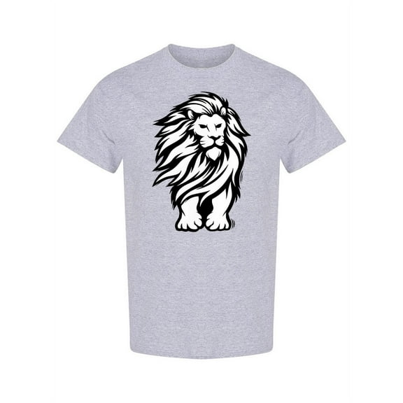 Black And White Lion Design T-Shirt Men -Image by Shutterstock, Male Medium