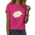 thumbnail image 4 of vigerkar Summer T Shirts for Women Cute Daisy Graphic Short Sleeve Top Vintage Printed Basic Crewneck Casual Tee Hot Pink, XXL, 4 of 6