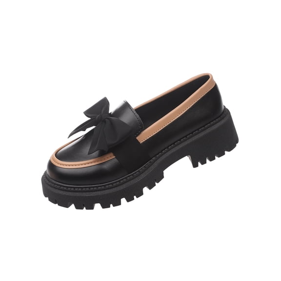 Wensltd Women Fashion Loafers Plus Size Thick Sole Shoes Low Heel Round Toe Casual Comfort Outdoor Daily Shoes Black
