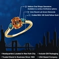 thumbnail image 2 of Gem Stone King 10K Yellow Gold Ecstasy Mystic Topaz and Blue Diamond 3-Stone Ring for Women | 1.70 Cttw | Oval 8X6MM | Gemstone November Birthstone | Size 7, 2 of 6