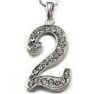 Cute Number 2 Two Charm Pendant Necklace Silver Tone Clear Stone Fashion Jewelry