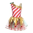 thumbnail image 2 of Aislor Womens Gymnastic Leotard Dress Striped Bodysuit Christmas Ballet Dance Costume Red XXL, 2 of 7