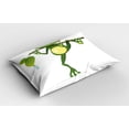 thumbnail image 2 of Ambesonne Animal Pillow Sham 2 Pack, Frog on Branch Jungle, 30"x20", Green White Yellow, 2 of 3