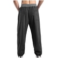thumbnail image 4 of Pantalones largos para hombre, informales, a la moda, con bloques de color, cintura elástica, lisos, con bolsillos, para exteriores, de poliéster., 4 of 7